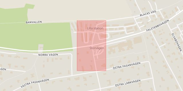 Karta som med röd fyrkant ramar in Ljunghusen, Vellinge, Skåne län