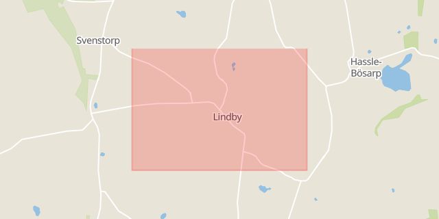 Karta som med röd fyrkant ramar in Lindby, Skurups Kommun, Skurup, Skåne län