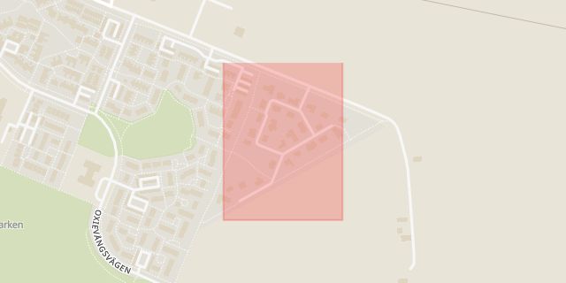 Karta som med röd fyrkant ramar in Oxie, Marktegelvägen, Malmö, Skåne län