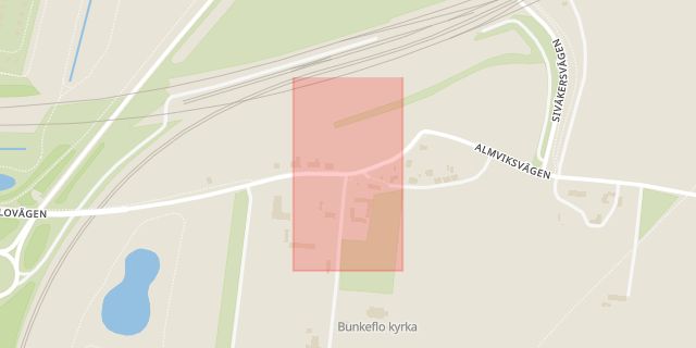 Karta som med röd fyrkant ramar in Bunkeflo, Malmö, Skåne län