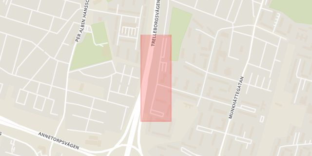 Karta som med röd fyrkant ramar in Söderkulla, Södra Gulsparvsgatan, Malmö, Skåne län