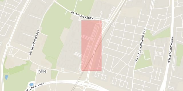 Karta som med röd fyrkant ramar in Holmavångsvägen, Malmö, Skåne län