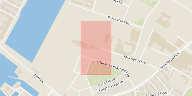 Karta som med röd fyrkant ramar in Sjöstad, Kölgatan, Malmö, Skåne län