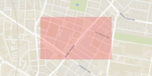 Karta som med röd fyrkant ramar in Sofielundsvägen, Malmö, Skåne län