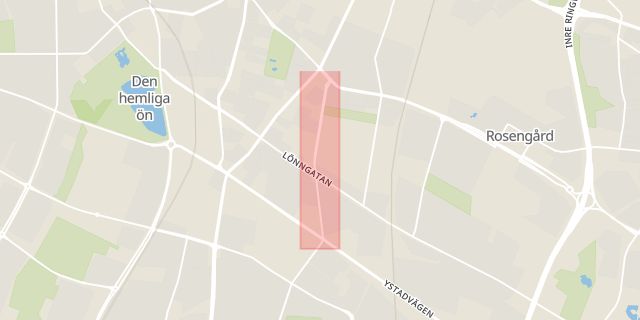 Karta som med röd fyrkant ramar in Lantmannagatan, Huvudentré, Malmö, Skåne län