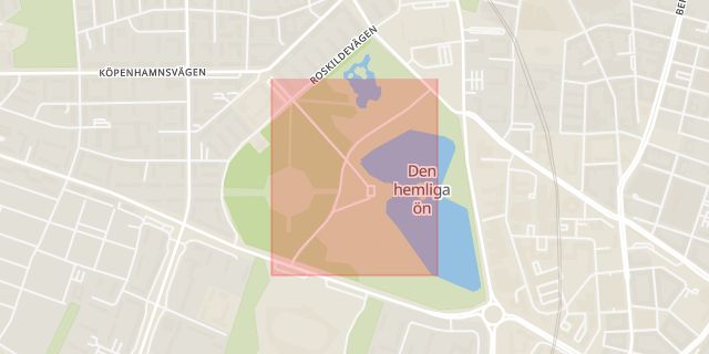 Karta som med röd fyrkant ramar in Baltiska Vägen, Malmö, Skåne län