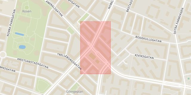 Karta som med röd fyrkant ramar in Amiralsgatan, Coop Nära, Malmö, Skåne län