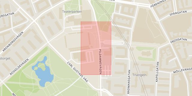 Karta som med röd fyrkant ramar in Lindeborg, Idrottsplatsen, Malmö, Skåne län