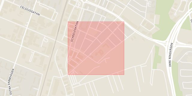 Karta som med röd fyrkant ramar in Danska Vägen, Malmö, Skåne län