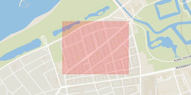 Karta som med röd fyrkant ramar in Konditori, Tessins Väg, Malmö, Skåne län