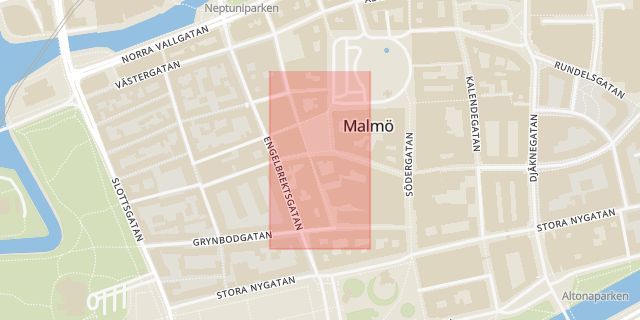 Karta som med röd fyrkant ramar in Chelsea, Lilla Torg, Malmö, Skåne län