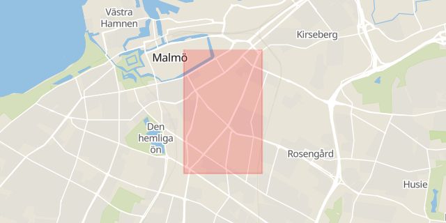 Karta som med röd fyrkant ramar in Nobelvägen, Malmö, Skåne län