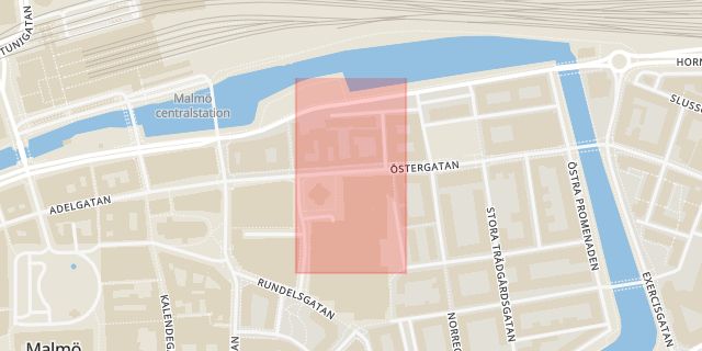 Karta som med röd fyrkant ramar in Höör, Malmö, Skåne län