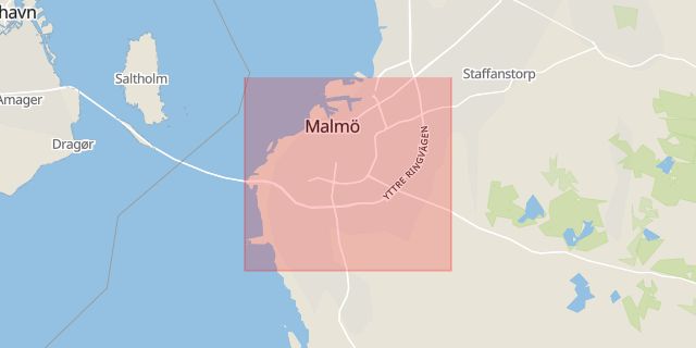 Karta som med röd fyrkant ramar in Sjukhuset, Malmö, Skåne län