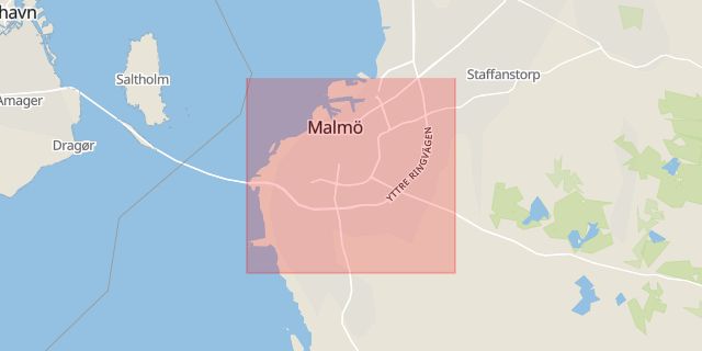 Karta som med röd fyrkant ramar in Dicksons Väg, Malmö, Skåne län