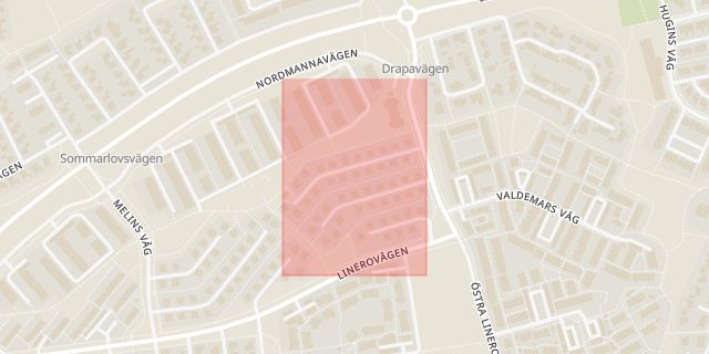 Karta som med röd fyrkant ramar in Angantyrs Gränd, Lund, Skåne län