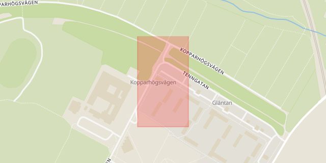 Karta som med röd fyrkant ramar in Koppargården, Landskrona, Skåne län