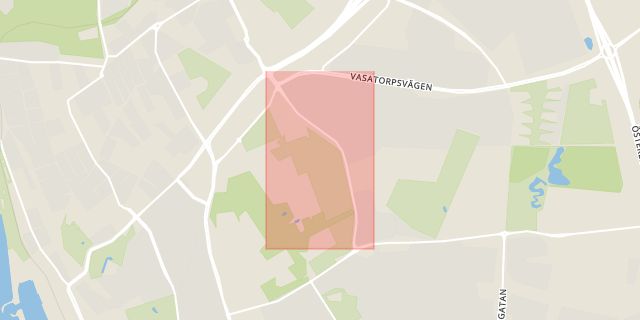 Karta som med röd fyrkant ramar in Lägervägen, Helsingborg, Skåne län