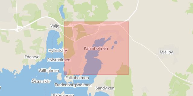 Karta som med röd fyrkant ramar in Ysane, Furuhaga, Sölvesborg, Blekinge län