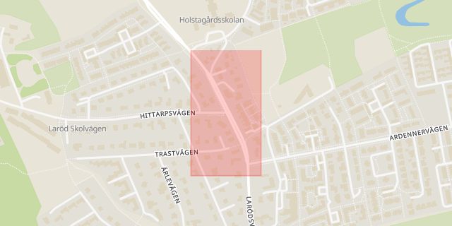 Karta som med röd fyrkant ramar in Laröd, Helsingborg, Skåne län