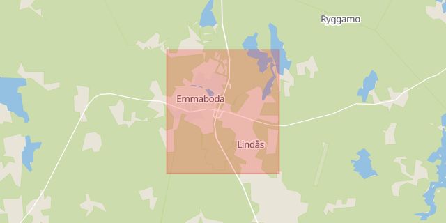 Karta som med röd fyrkant ramar in Kalmar, Emmaboda, Kalmar län