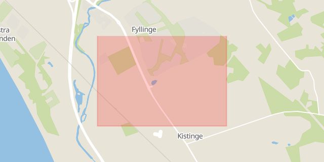 Karta som med röd fyrkant ramar in Kistinge, Halmstad, Hallands län