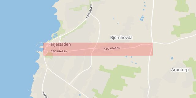 Karta som med röd fyrkant ramar in Storgatan, Mörbylånga, Kalmar län