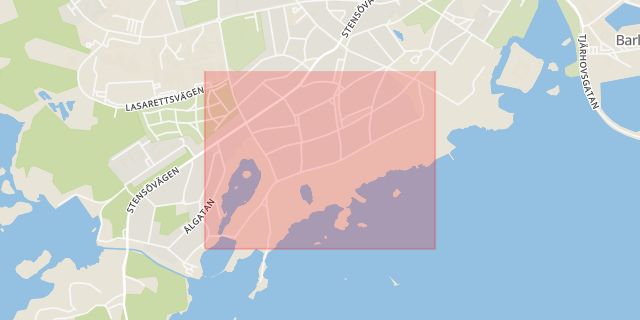 Karta som med röd fyrkant ramar in Kalmarsundsparken, Kalmar, Kalmar län