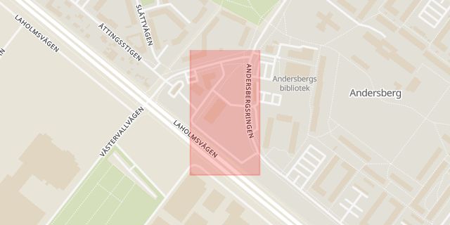 Karta som med röd fyrkant ramar in Halmstad, Gesällgatan, Hallands län