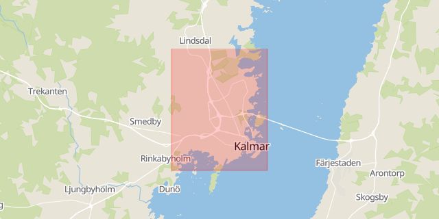 Karta som med röd fyrkant ramar in Paketutlämning, Södra Långgatan, Svinövägen, Kalmar, Kalmar län
