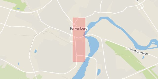 Karta som med röd fyrkant ramar in Nygatan, Falkenberg, Hallands län