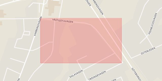 Karta som med röd fyrkant ramar in Falkenberg, Västgötavägen, Hallands län