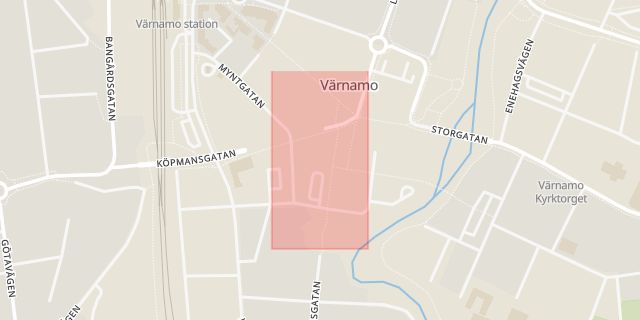 Karta som med röd fyrkant ramar in Flanaden, Värnamo, Jönköpings län