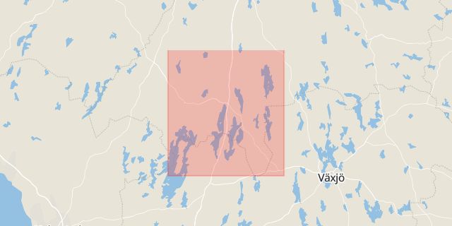 Karta som med röd fyrkant ramar in Värnamo, Jönköpings län