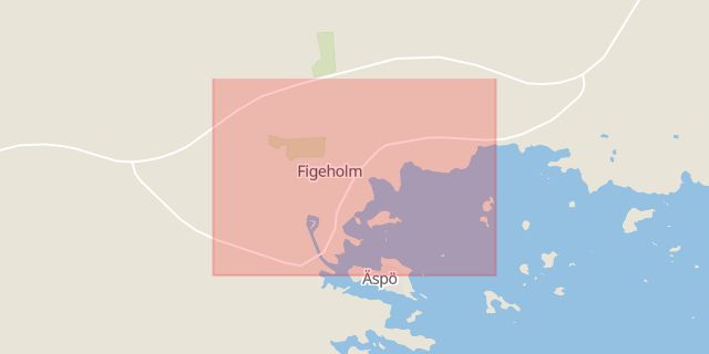 Karta som med röd fyrkant ramar in Figeholm, Sjöfartsverket, Oskarshamn, Kalmar län