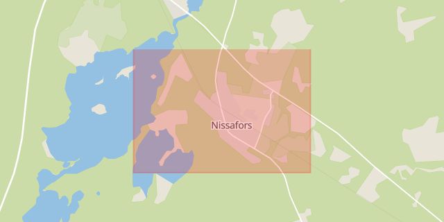 Karta som med röd fyrkant ramar in Nissafors, Gnosjö, Jönköpings län