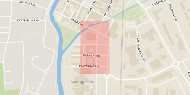 Karta som med röd fyrkant ramar in Södercentrum, Kungsbacka, Hallands län