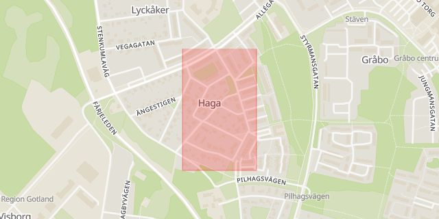 Karta som med röd fyrkant ramar in Myrstigen, Harstigen, Gotlands län