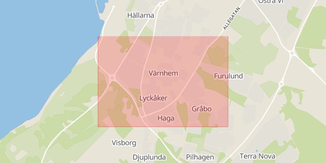 Karta som med röd fyrkant ramar in Värnhem, Gotland, Gotlands län