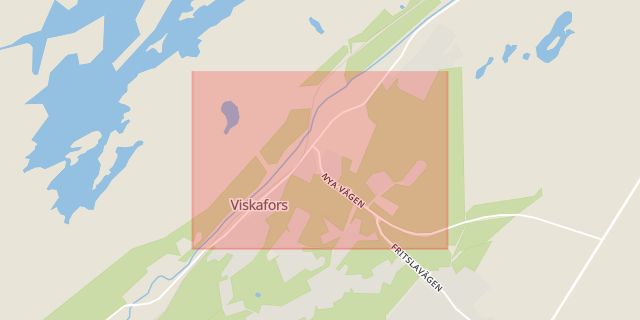 Karta som med röd fyrkant ramar in Viskafors, Rydboholm, Borås, Västra Götalands län