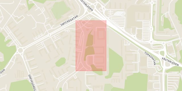 Karta som med röd fyrkant ramar in Briljantgatan, Västra Frölunda, Göteborg, Västra Götalands län