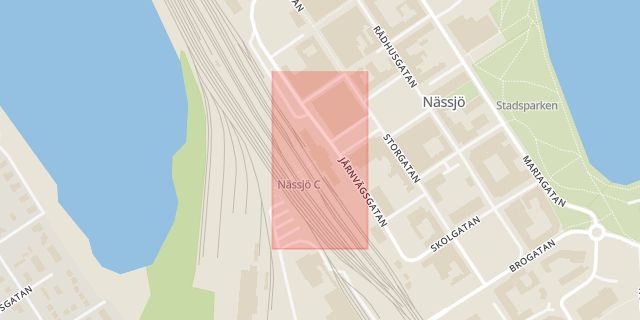 Karta som med röd fyrkant ramar in Stockholm, Malmö, Nässjö, Jönköpings län