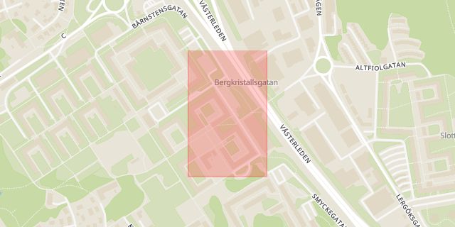 Karta som med röd fyrkant ramar in Rubingatan, Frölunda, Kannebäck, Karneolgatan, Göteborg, Västra Götalands län
