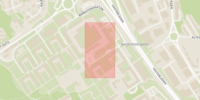 Karta som med röd fyrkant ramar in Guldringen, Göteborg, Västra Götalands län