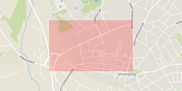 Karta som med röd fyrkant ramar in Vimmerbyallén, Vimmerby, Kalmar län