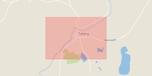 Karta som med röd fyrkant ramar in Taberg, Jönköping, Jönköpings län