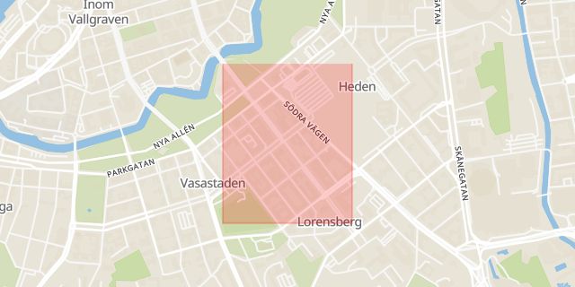 Karta som med röd fyrkant ramar in Arkivgatan, Kungsportsavenyn, Göteborg, Västra Götalands län