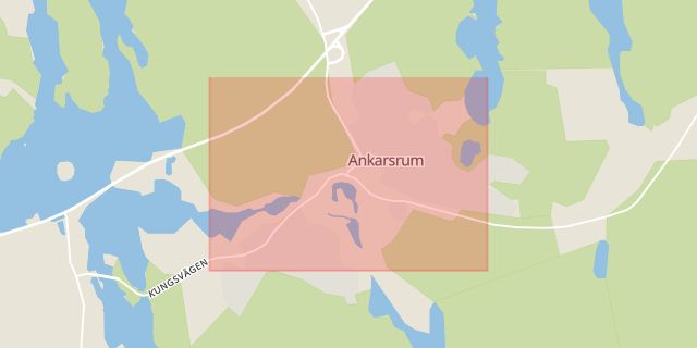 Karta som med röd fyrkant ramar in Ankarsrum, Västervik, Kalmar län