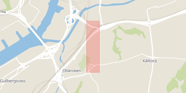 Karta som med röd fyrkant ramar in Ånäsvägen, Olskroken, Frölunda, Ullevi Norra, Göteborg, Västra Götalands län