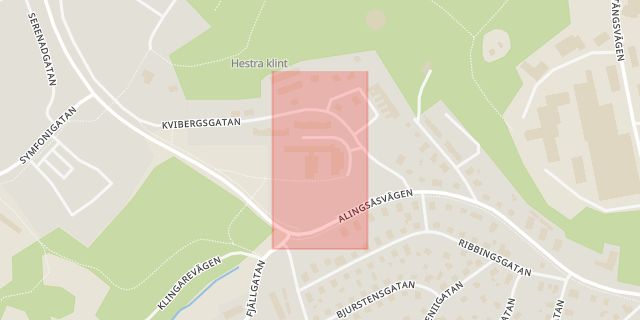 Karta som med röd fyrkant ramar in Byttorpsklint, Kvibergsgatan, Borås, Västra Götalands län